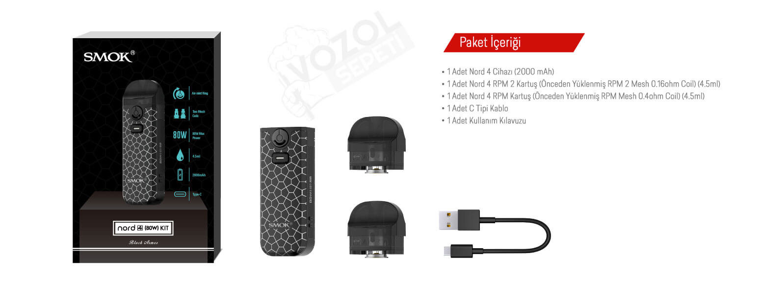 Smok Nord Elektronik Sigara Kutu içeriği
